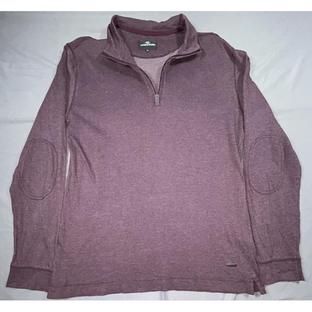 Rodd & Gunn Sweater Mens XL Maroon 1/4 Zip Mock Neck Elbow Patch Knit Pullover